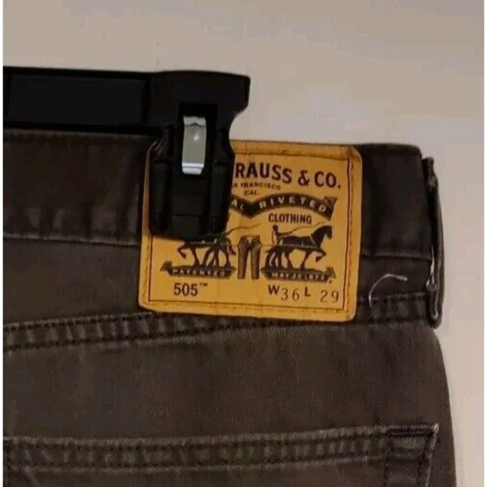 Levi's 505 Jeans Men 36x29 Charcoal Gray Straight Leg Regular Fit White Tag